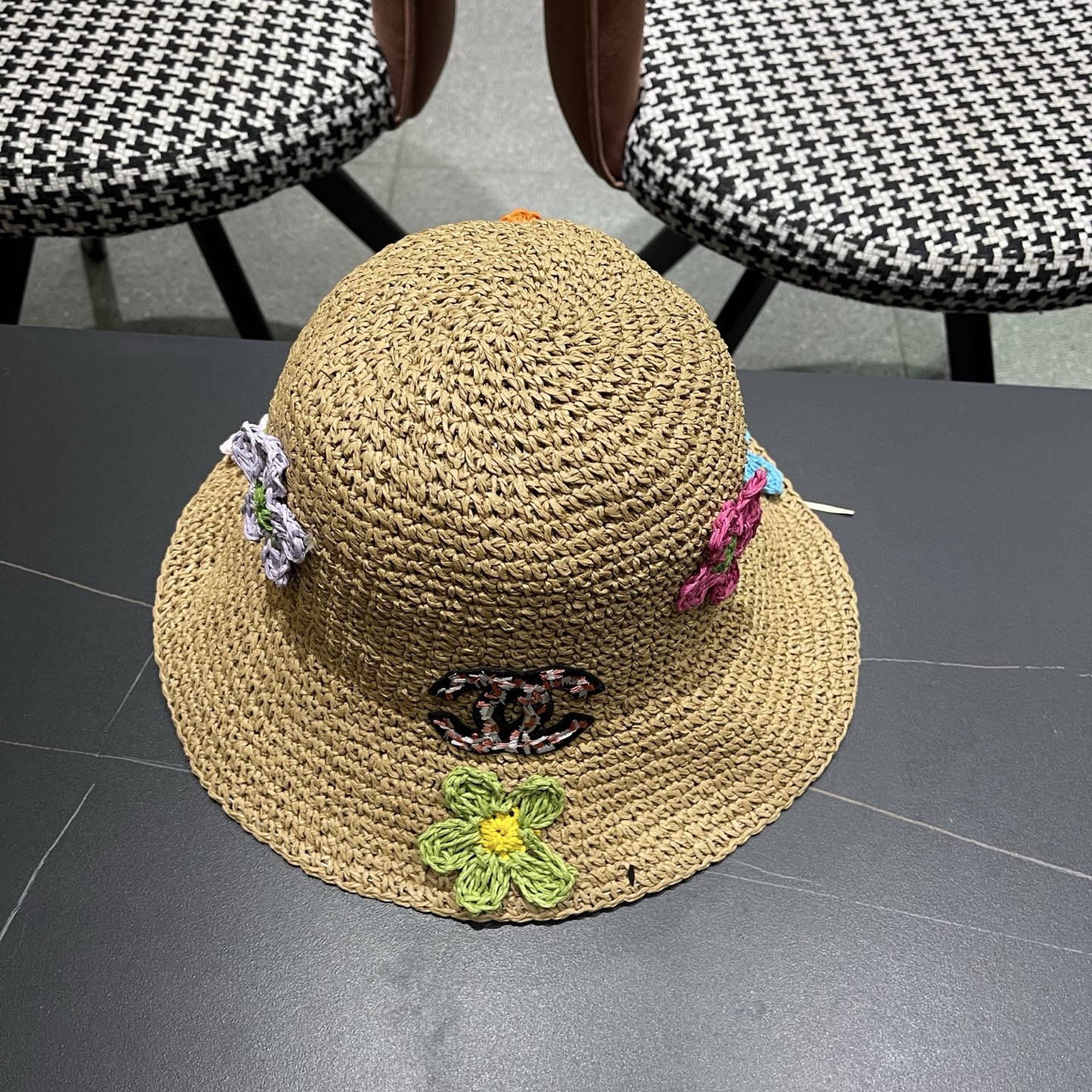 CHANEL 香奈儿 大头围法式草帽女夏季新款编织镂空渔夫帽海边遮阳帽沙滩防晒帽子