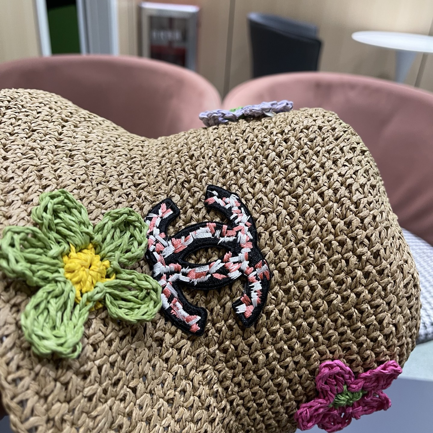 CHANEL 香奈儿 大头围法式草帽女夏季新款编织镂空渔夫帽海边遮阳帽沙滩防晒帽子