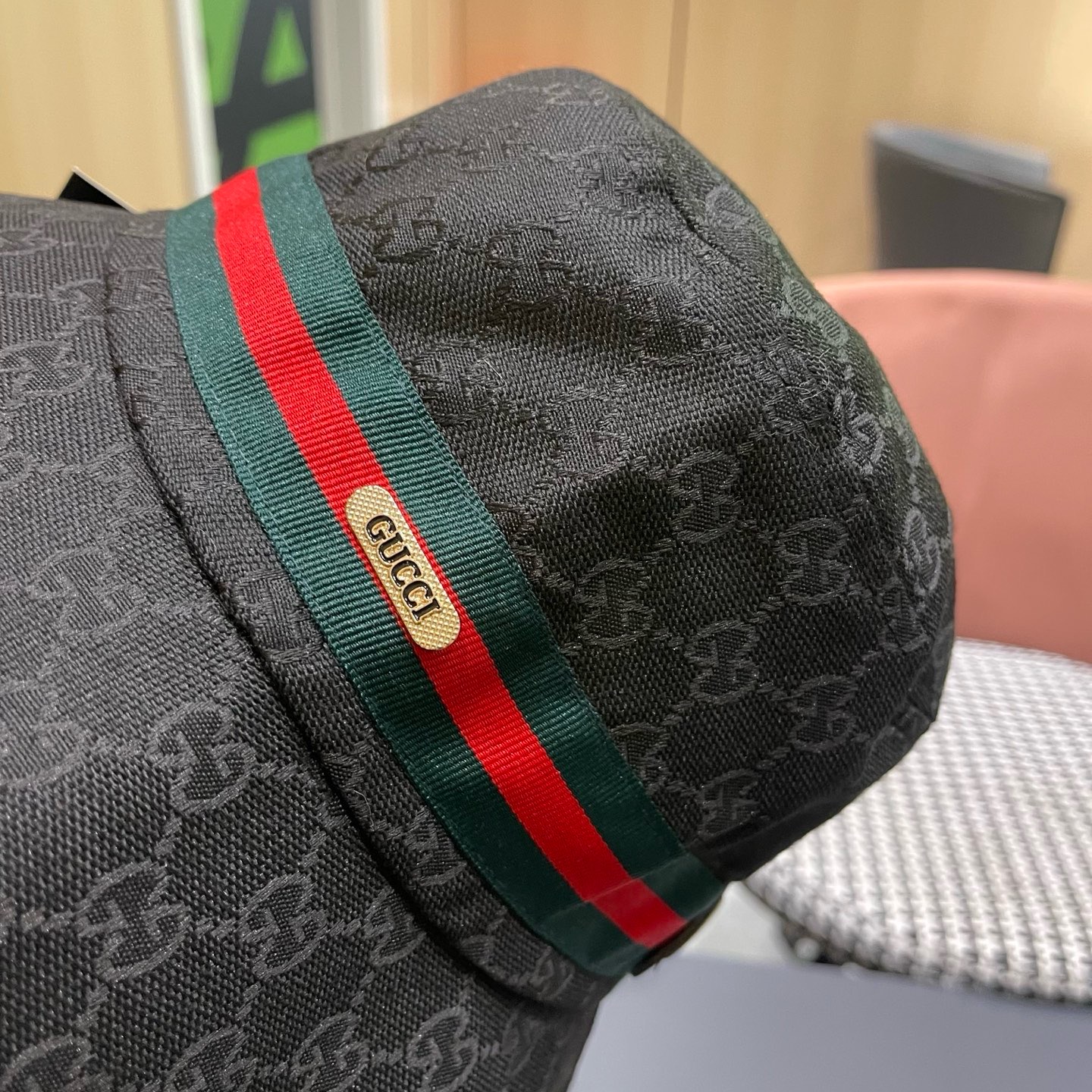 Guc*i古奇经典款原单渔夫帽， 红绿织带，专柜1:1开模订制，原版帆布料+头层牛皮，轻盈透气！质量超赞