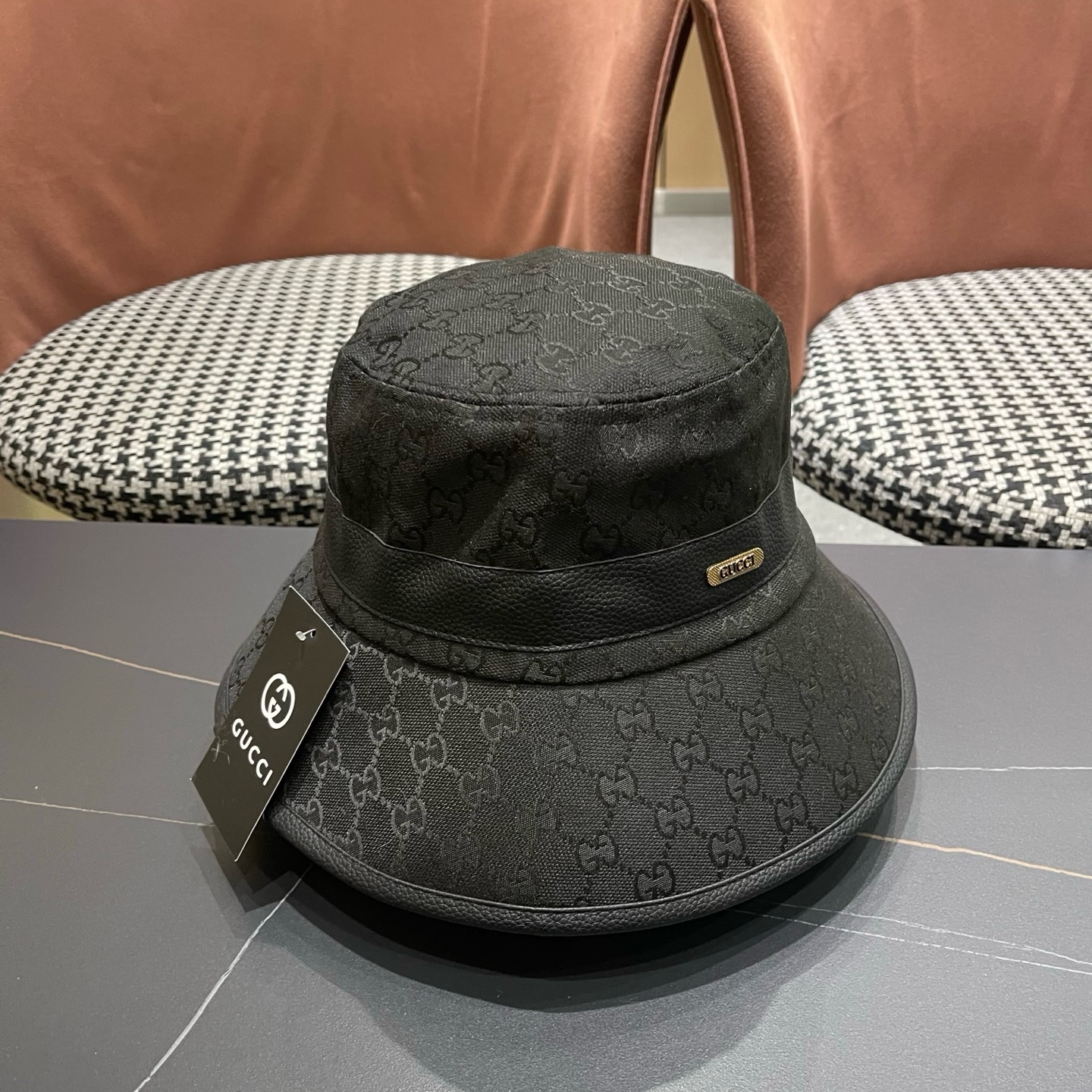 Guc*i古奇经典款原单渔夫帽， 红绿织带，专柜1:1开模订制，原版帆布料+头层牛皮，轻盈透气！质量超赞