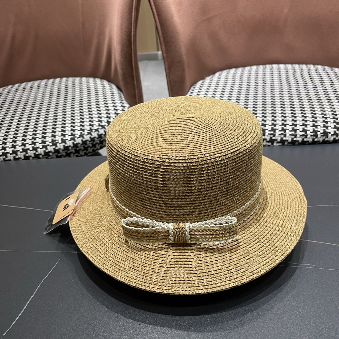 Dior迪奥新款草帽，平顶礼帽台湾软草，头围57cm