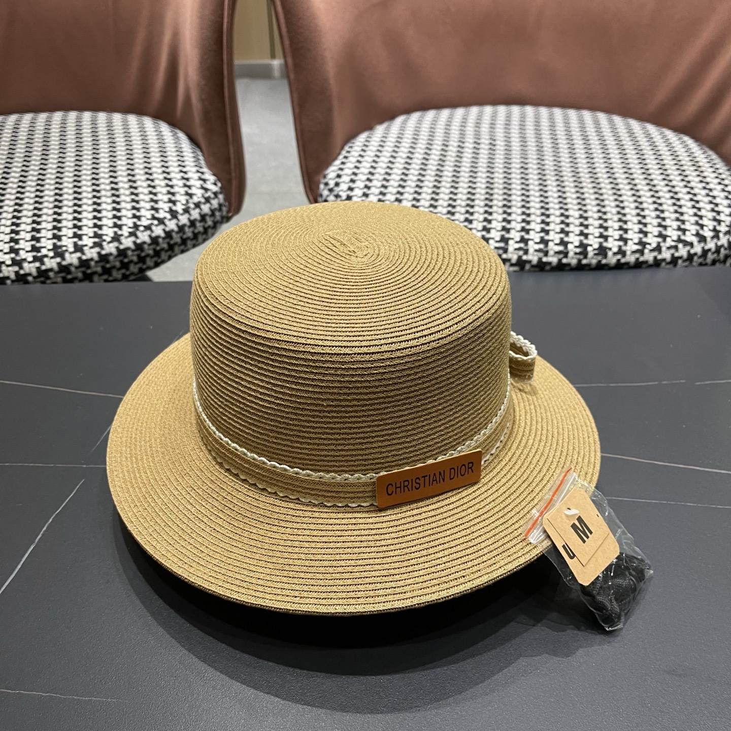 Dior迪奥新款草帽，平顶礼帽台湾软草，头围57cm