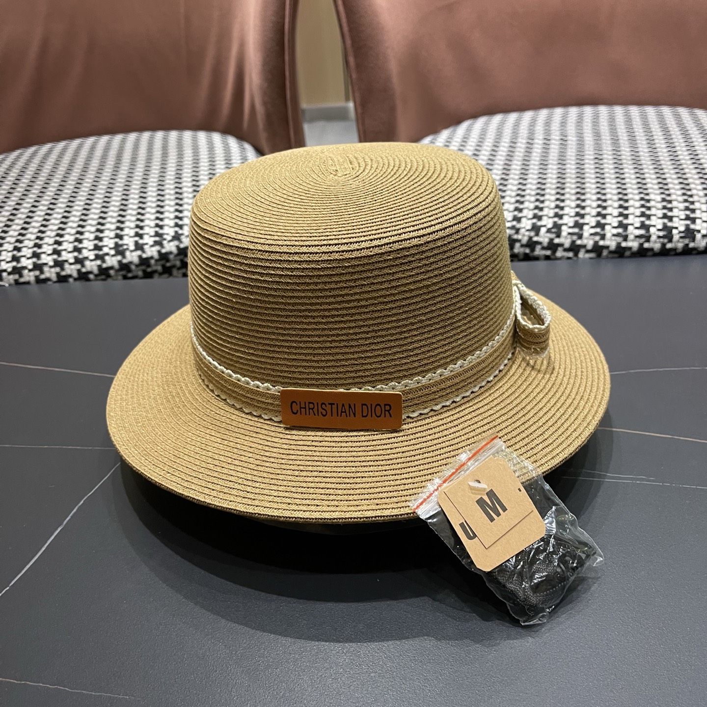 Dior迪奥新款草帽，平顶礼帽台湾软草，头围57cm