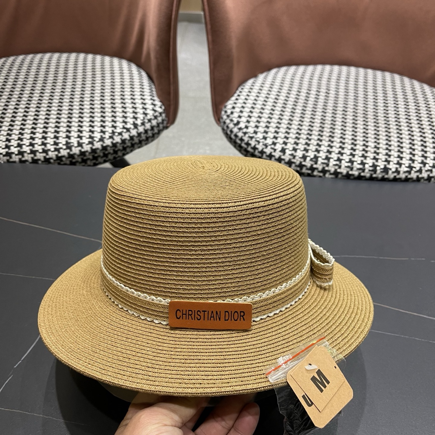 Dior迪奥新款草帽，平顶礼帽台湾软草，头围57cm