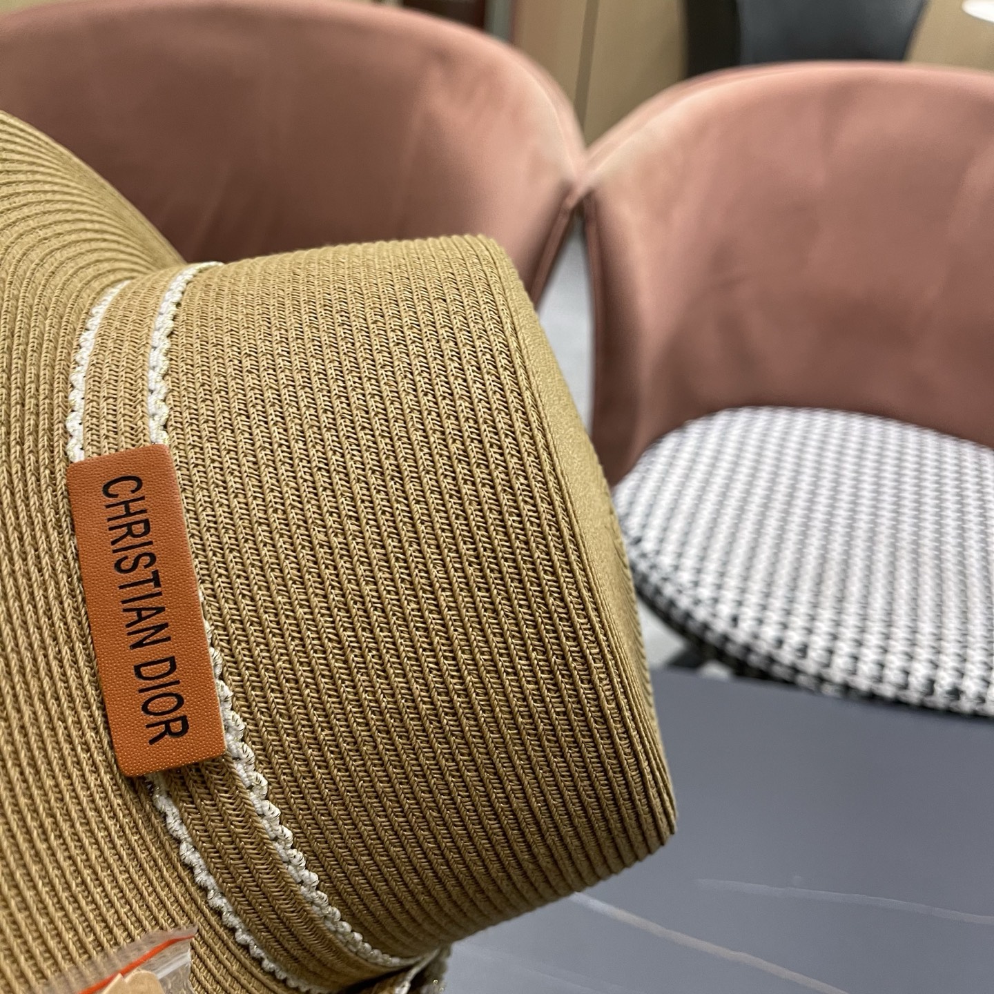 Dior迪奥新款草帽，平顶礼帽台湾软草，头围57cm