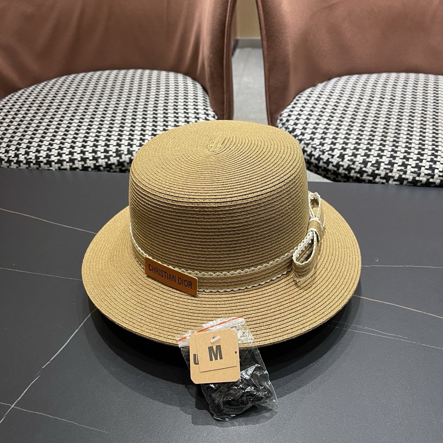 Dior迪奥新款草帽，平顶礼帽台湾软草，头围57cm