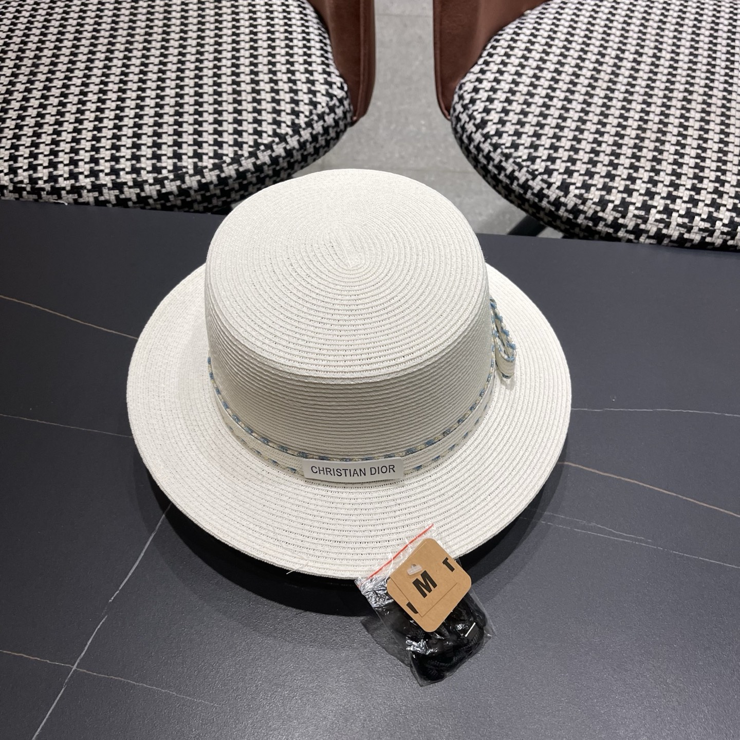 Dior迪奥新款草帽，平顶礼帽台湾软草，头围57cm
