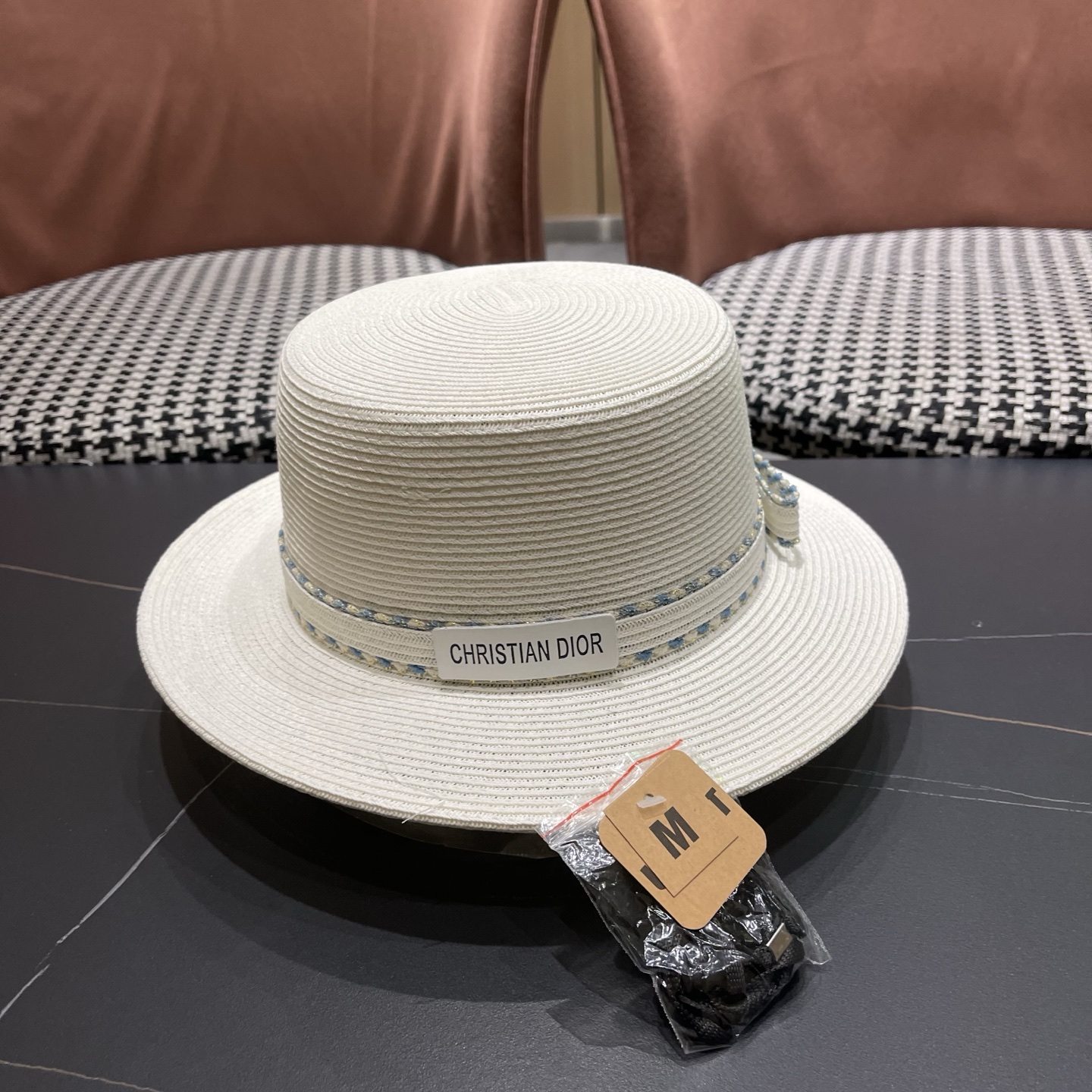 Dior迪奥新款草帽，平顶礼帽台湾软草，头围57cm