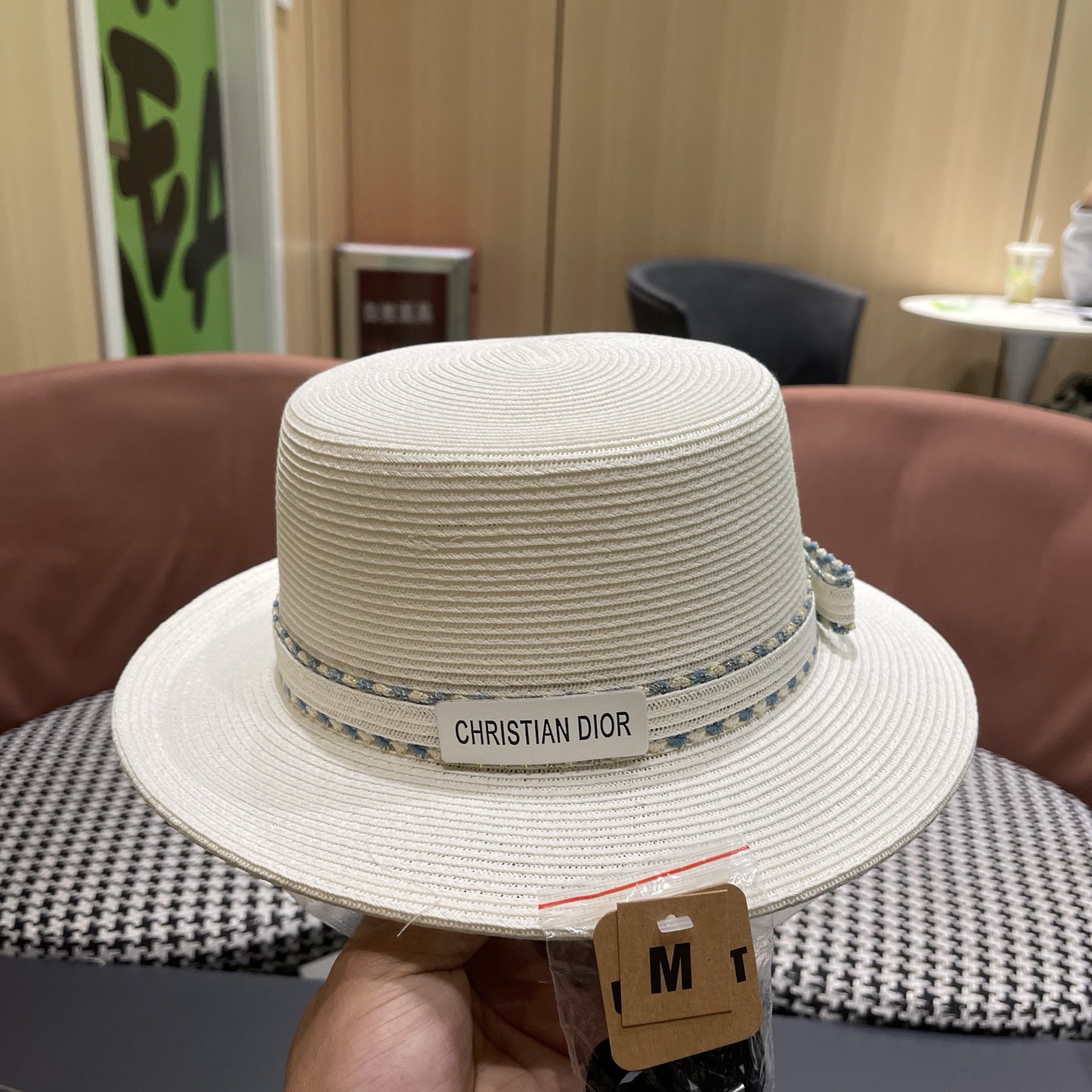 Dior迪奥新款草帽，平顶礼帽台湾软草，头围57cm