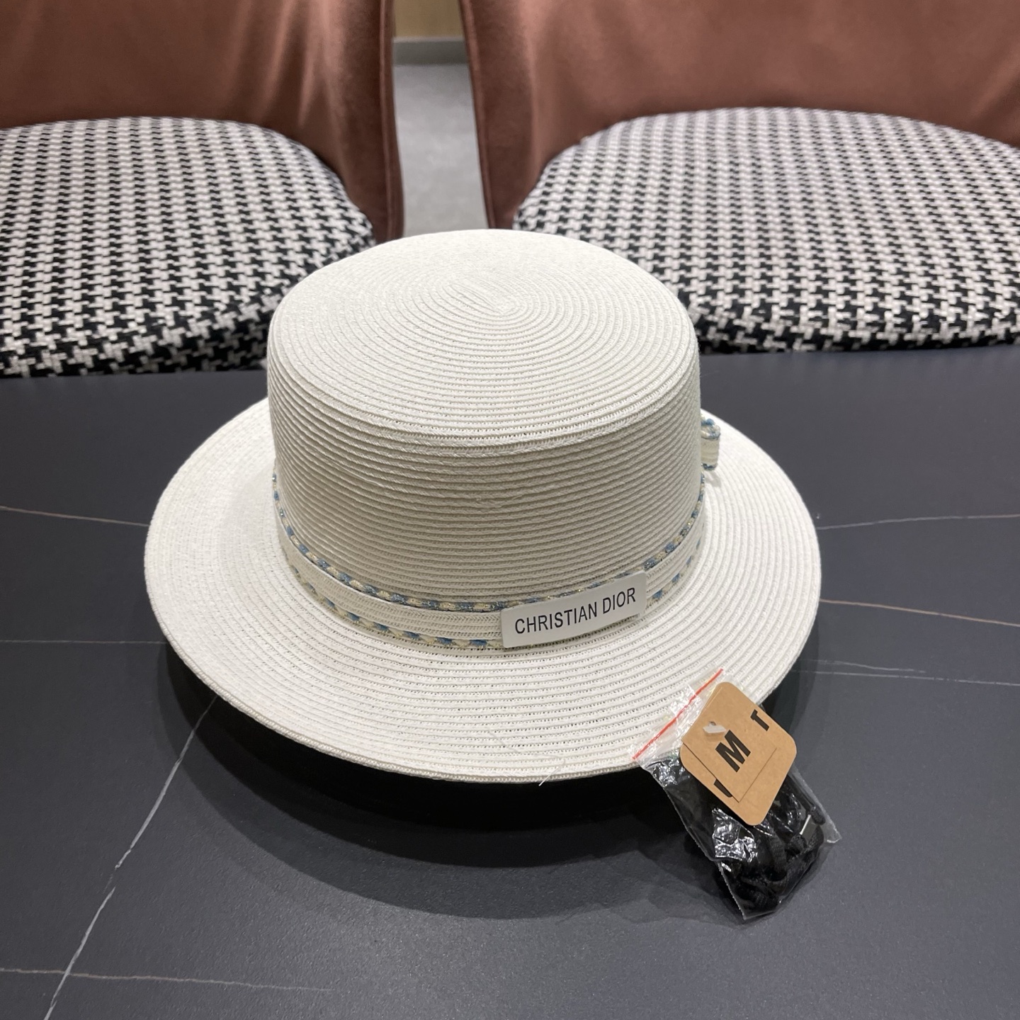 Dior迪奥新款草帽，平顶礼帽台湾软草，头围57cm