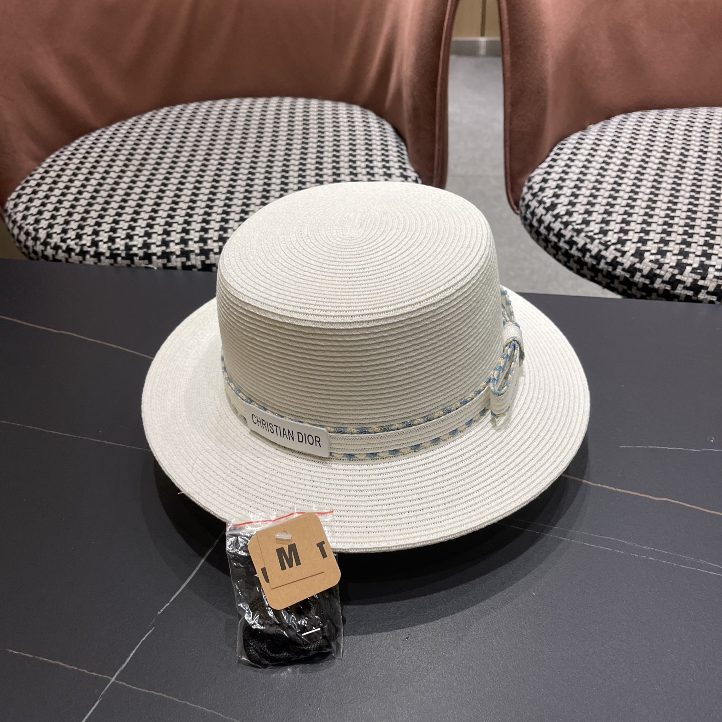 Dior迪奥新款草帽，平顶礼帽台湾软草，头围57cm