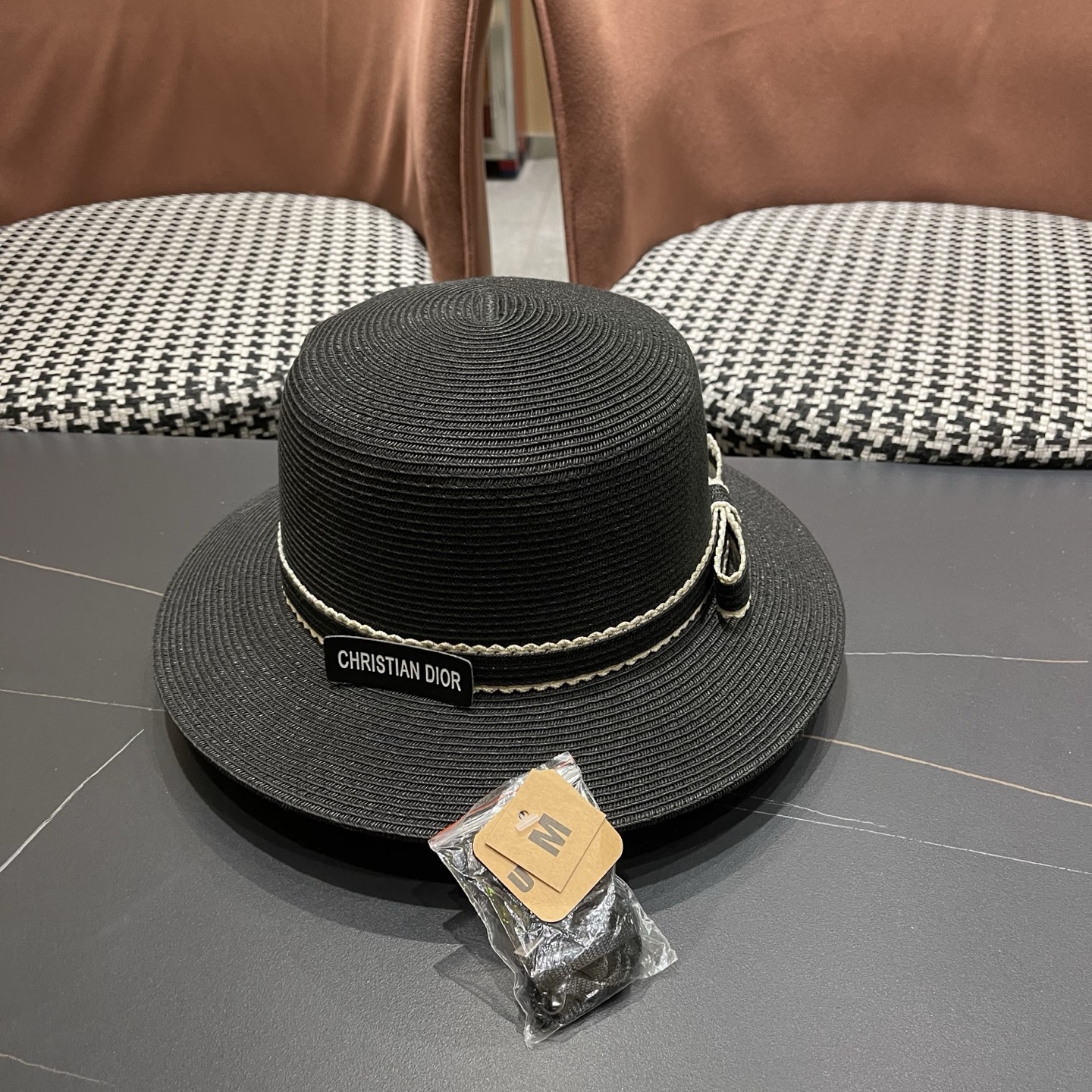 Dior迪奥新款草帽，平顶礼帽台湾软草，头围57cm