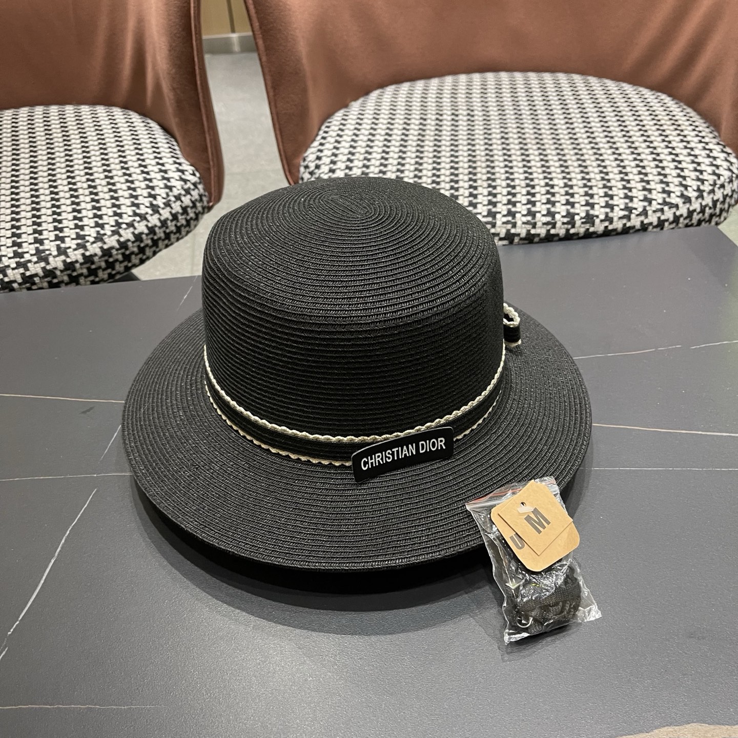 Dior迪奥新款草帽，平顶礼帽台湾软草，头围57cm