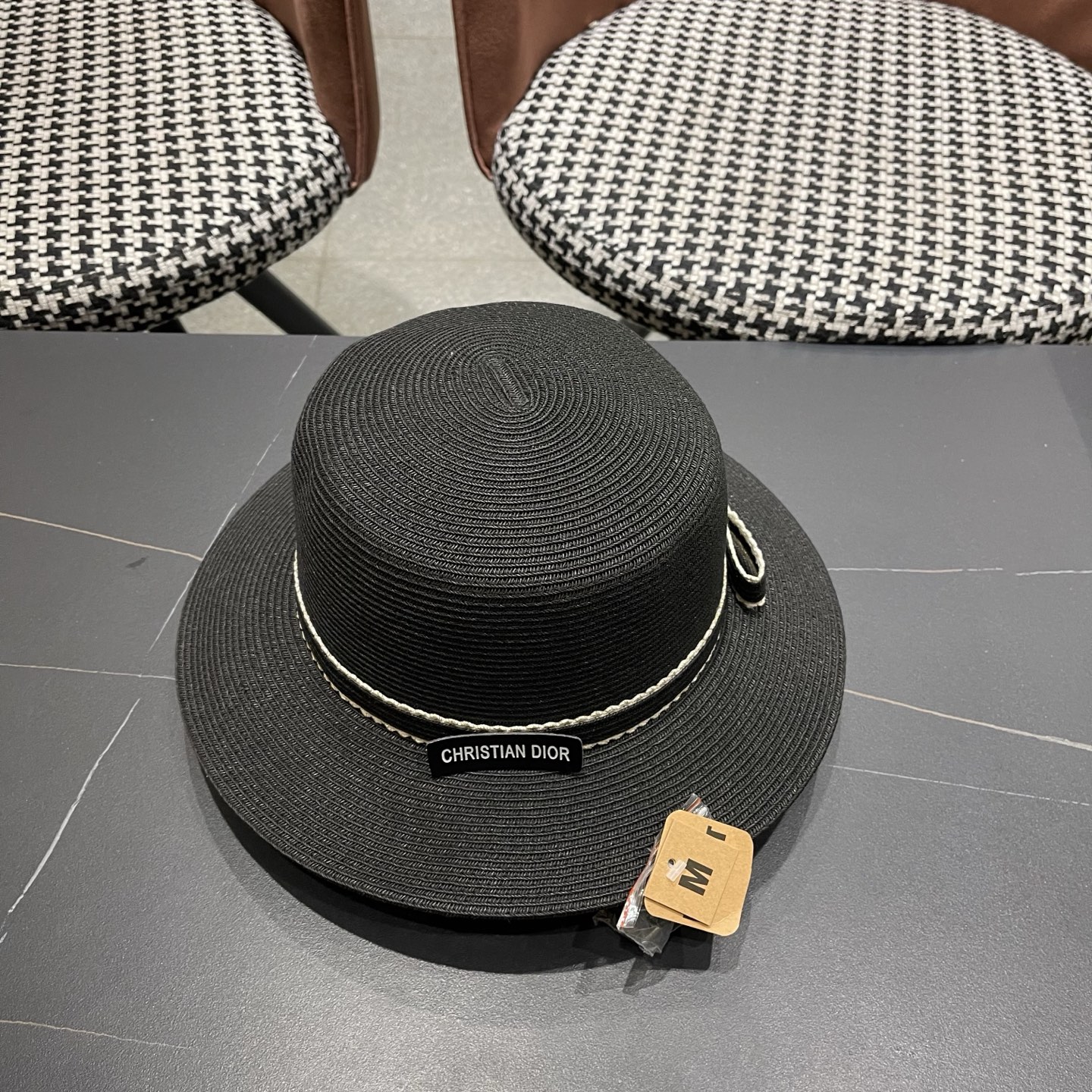 Dior迪奥新款草帽，平顶礼帽台湾软草，头围57cm