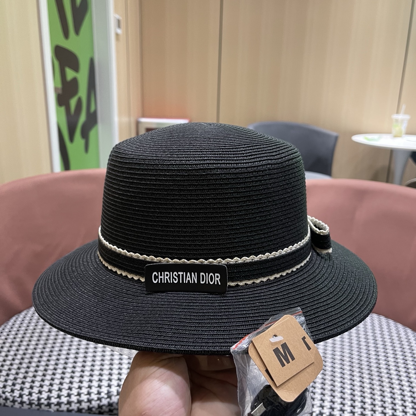 Dior迪奥新款草帽，平顶礼帽台湾软草，头围57cm