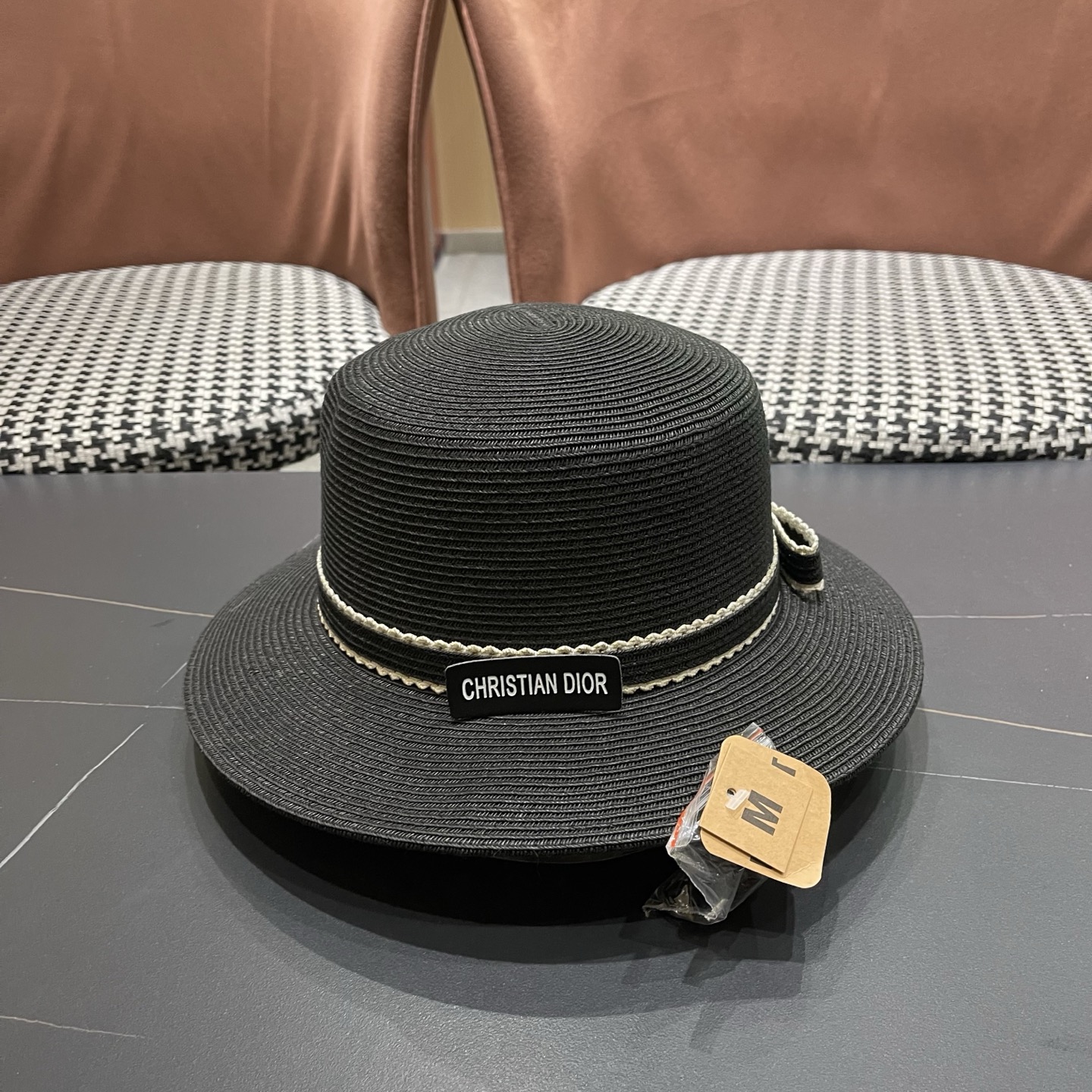 Dior迪奥新款草帽，平顶礼帽台湾软草，头围57cm