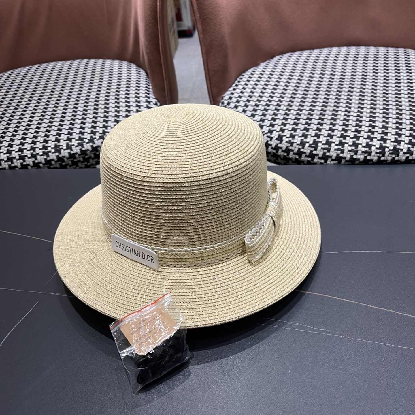 Dior迪奥新款草帽，平顶礼帽台湾软草，头围57cm