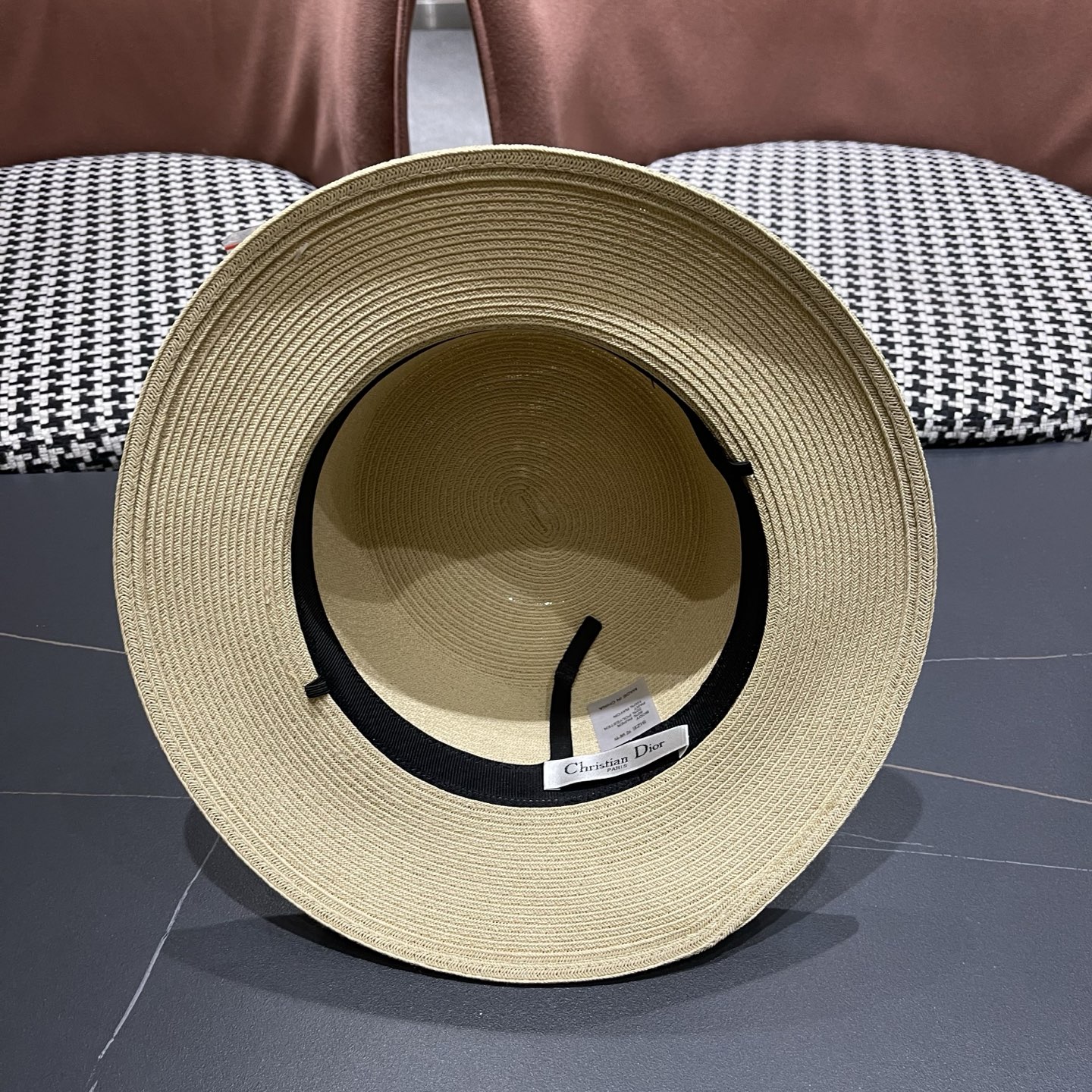 Dior迪奥新款草帽，平顶礼帽台湾软草，头围57cm