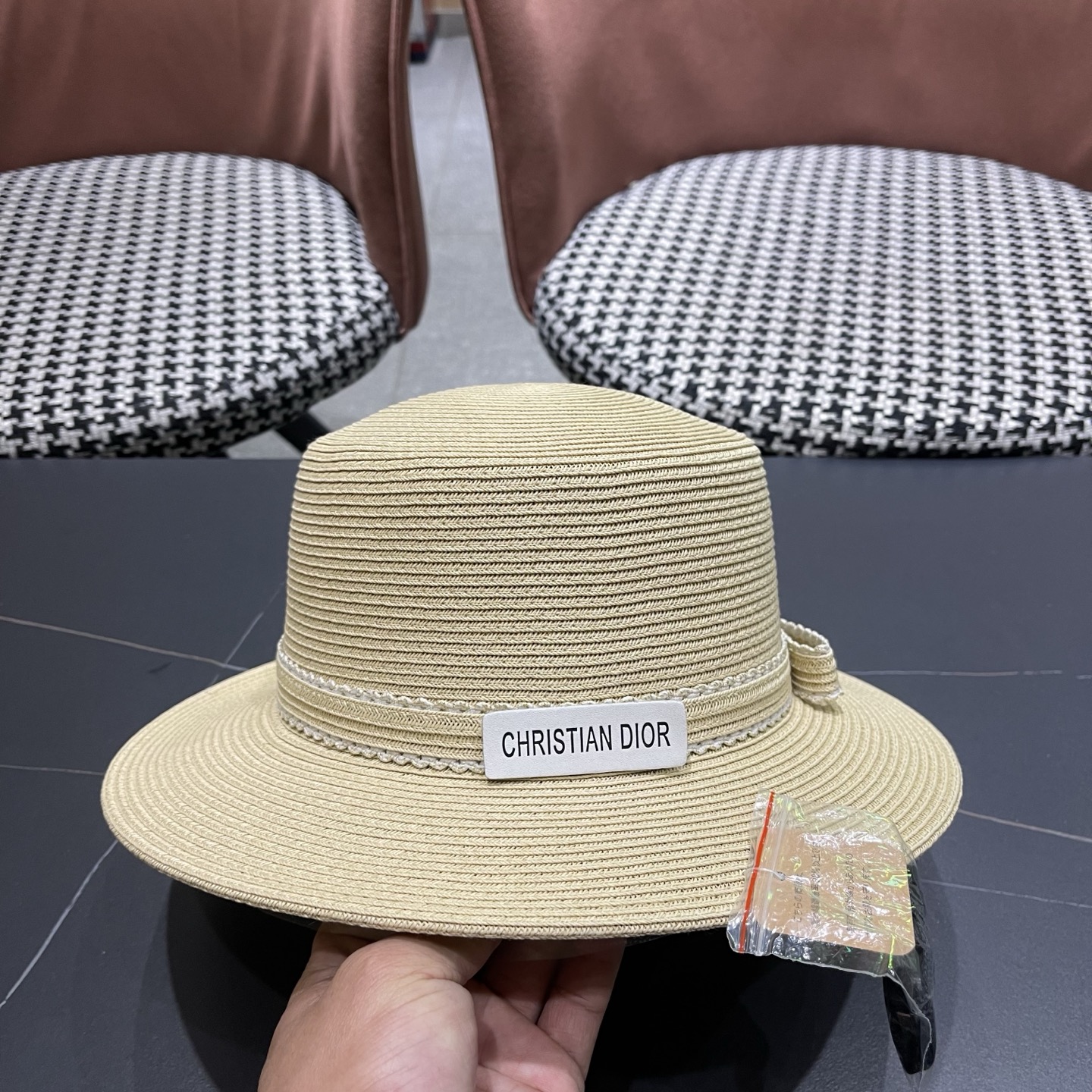 Dior迪奥新款草帽，平顶礼帽台湾软草，头围57cm