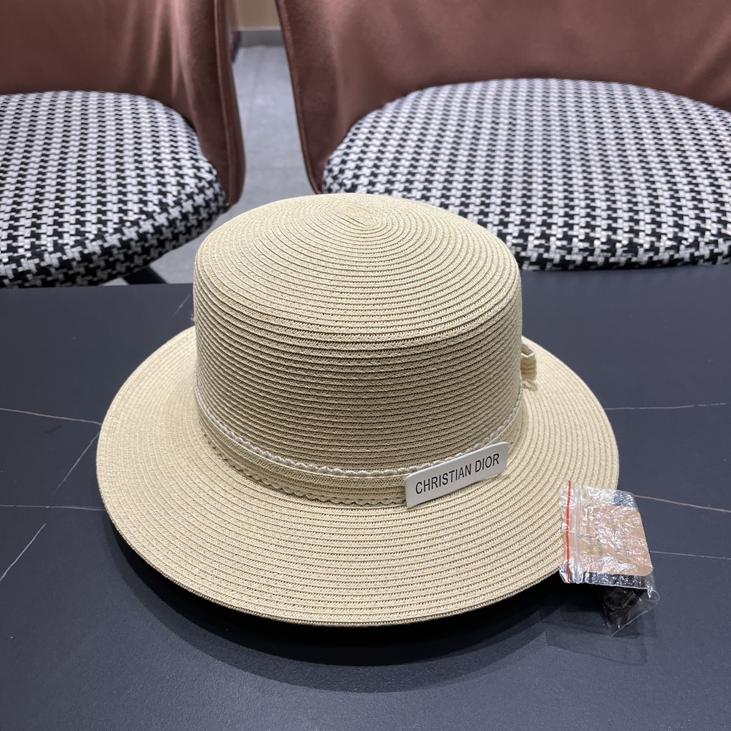 Dior迪奥新款草帽，平顶礼帽台湾软草，头围57cm