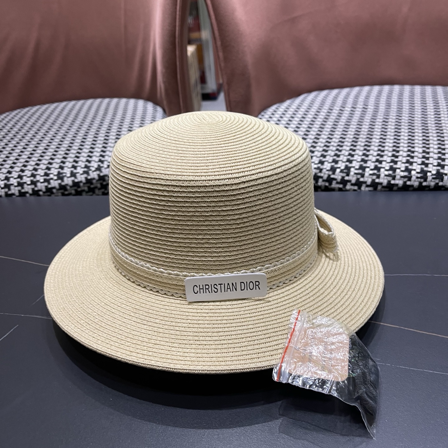 Dior迪奥新款草帽，平顶礼帽台湾软草，头围57cm