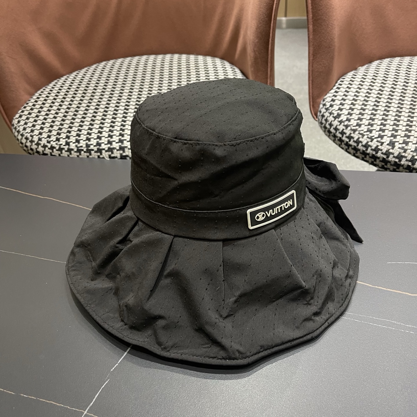 LV路易威登 渔夫帽女夏季防紫外线新款蝴蝶结遮阳帽加大檐防晒帽太阳