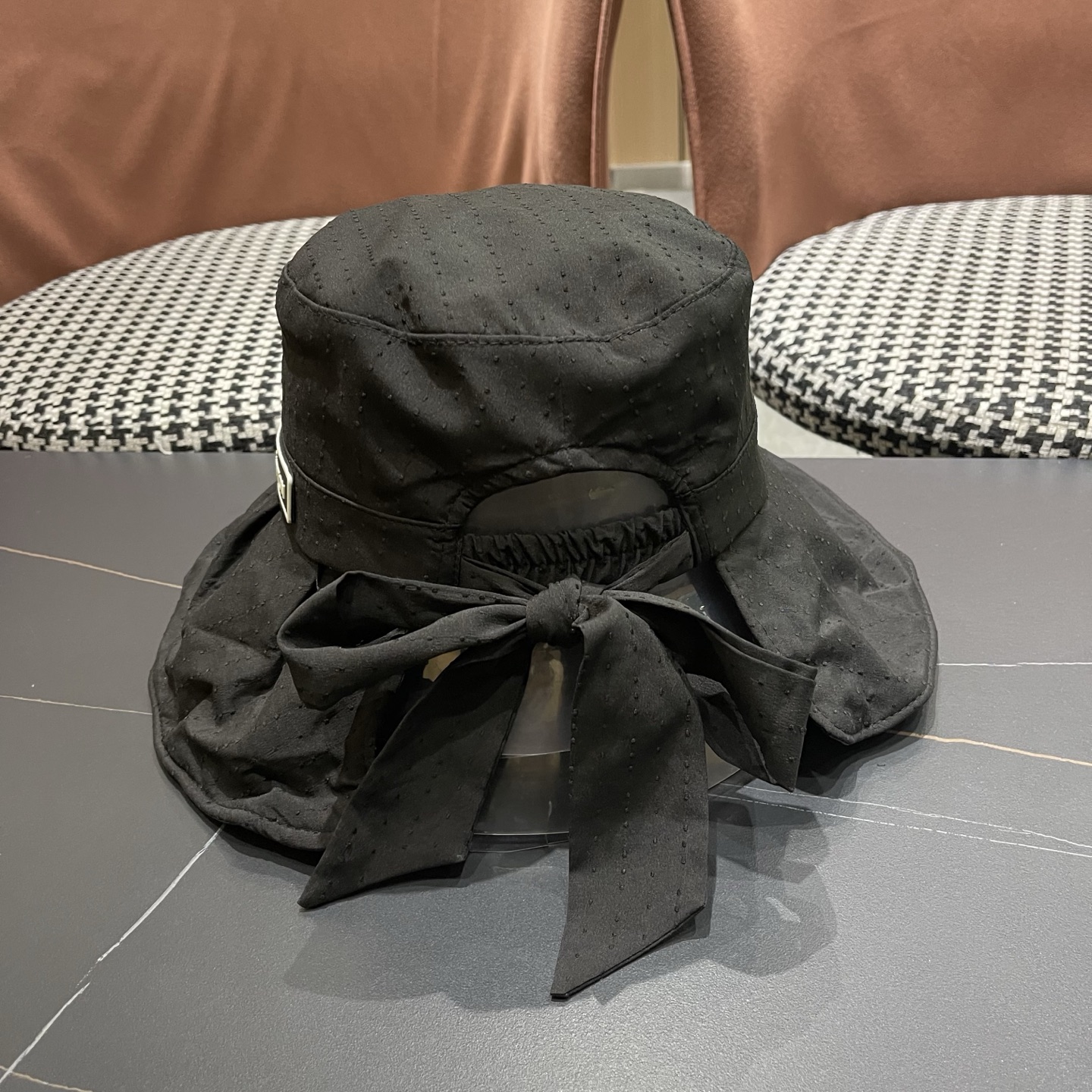 LV路易威登 渔夫帽女夏季防紫外线新款蝴蝶结遮阳帽加大檐防晒帽太阳