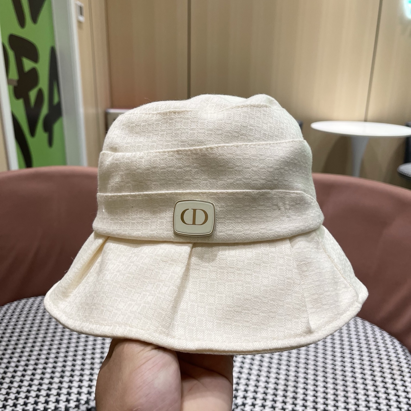 Dior迪奥 洋气百搭秋冬款女士盆帽经典优雅遮脸渔夫帽高品质休闲气质荷叶边