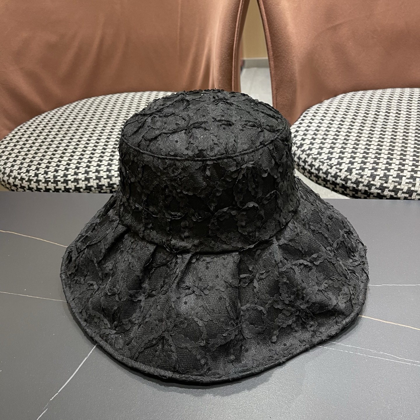 迪奥Dior 日系蕾丝渔夫帽子女夏季薄款遮阳防晒帽时尚百搭太阳帽