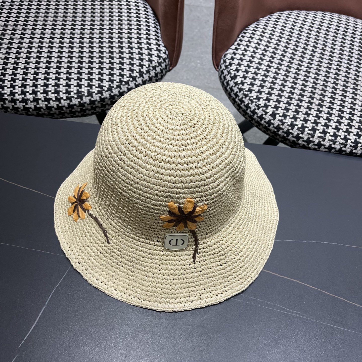 Dior Dior迪奥 雏菊草帽女夏季海边沙滩度假遮阳帽渔夫帽防晒太阳帽显脸小帽子