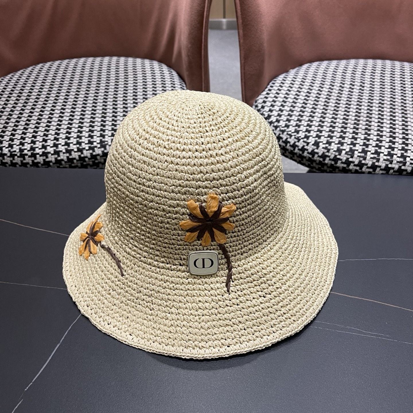 Dior Dior迪奥 雏菊草帽女夏季海边沙滩度假遮阳帽渔夫帽防晒太阳帽显脸小帽子