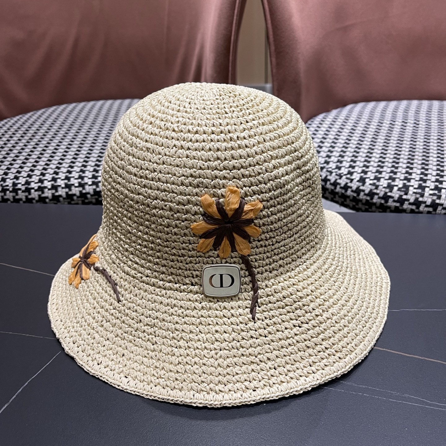 Dior Dior迪奥 雏菊草帽女夏季海边沙滩度假遮阳帽渔夫帽防晒太阳帽显脸小帽子