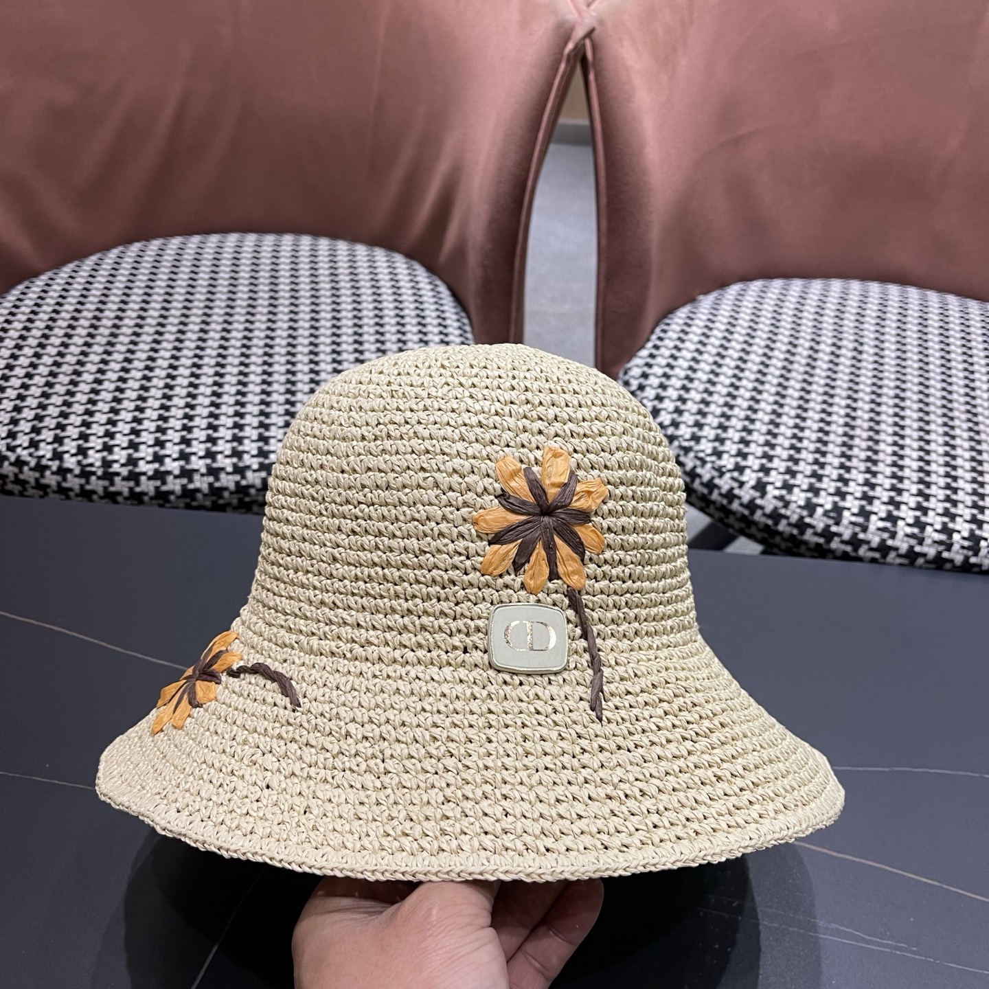 Dior Dior迪奥 雏菊草帽女夏季海边沙滩度假遮阳帽渔夫帽防晒太阳帽显脸小帽子