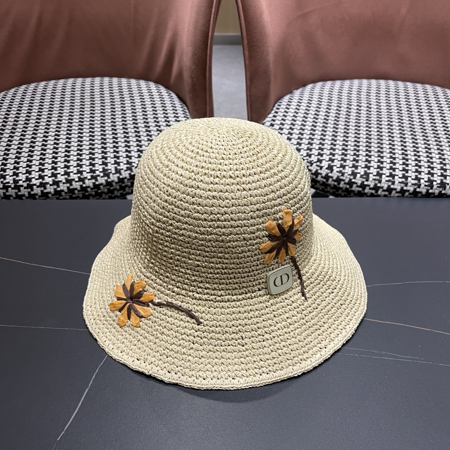 Dior Dior迪奥 雏菊草帽女夏季海边沙滩度假遮阳帽渔夫帽防晒太阳帽显脸小帽子