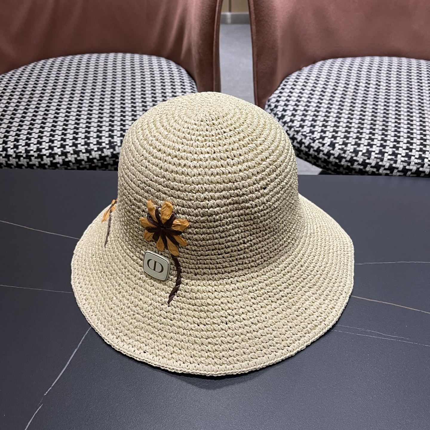 Dior Dior迪奥 雏菊草帽女夏季海边沙滩度假遮阳帽渔夫帽防晒太阳帽显脸小帽子