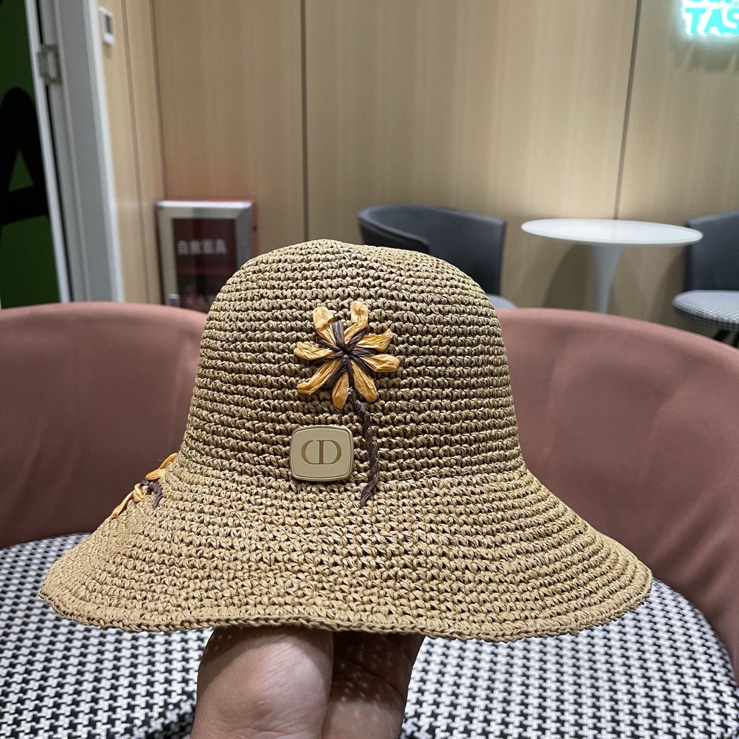 Dior Dior迪奥 雏菊草帽女夏季海边沙滩度假遮阳帽渔夫帽防晒太阳帽显脸小帽子