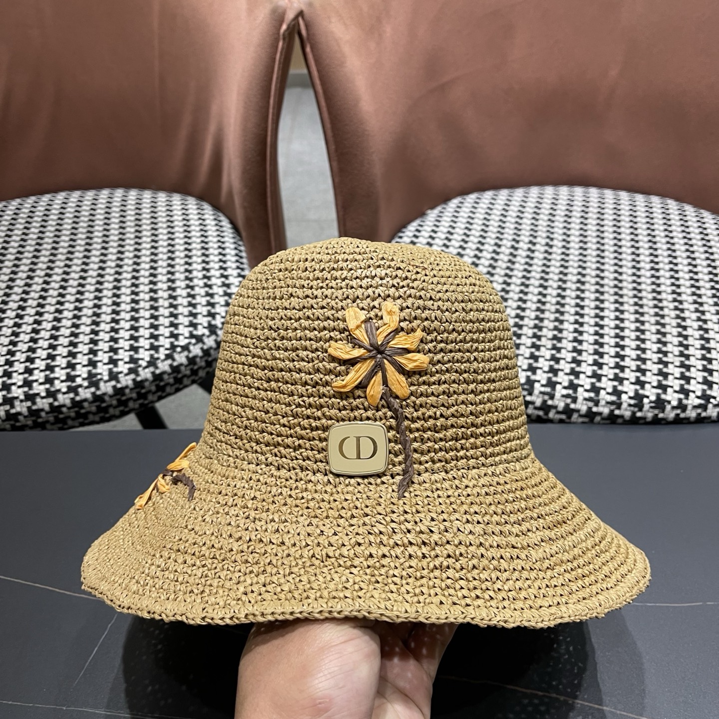 Dior Dior迪奥 雏菊草帽女夏季海边沙滩度假遮阳帽渔夫帽防晒太阳帽显脸小帽子