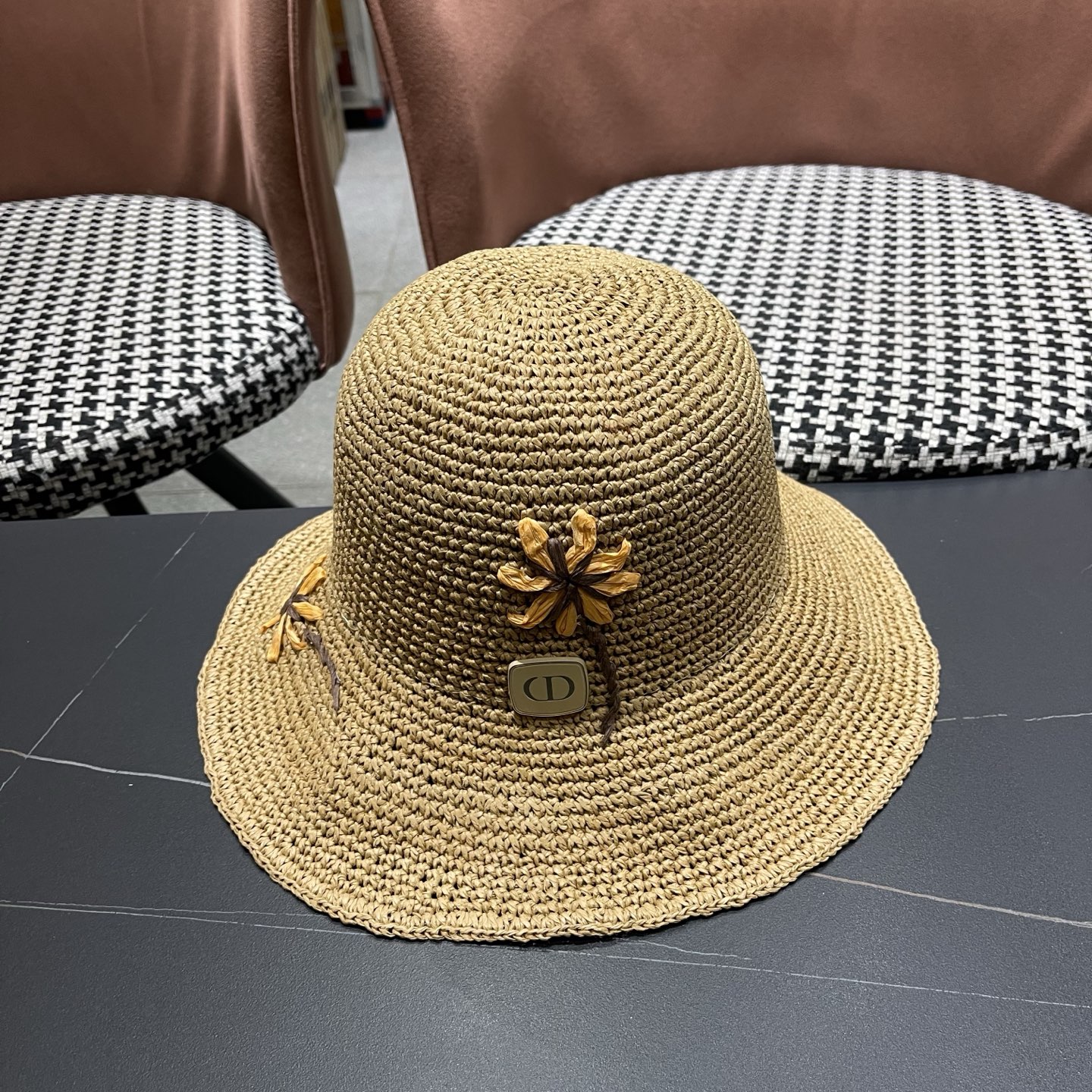 Dior Dior迪奥 雏菊草帽女夏季海边沙滩度假遮阳帽渔夫帽防晒太阳帽显脸小帽子
