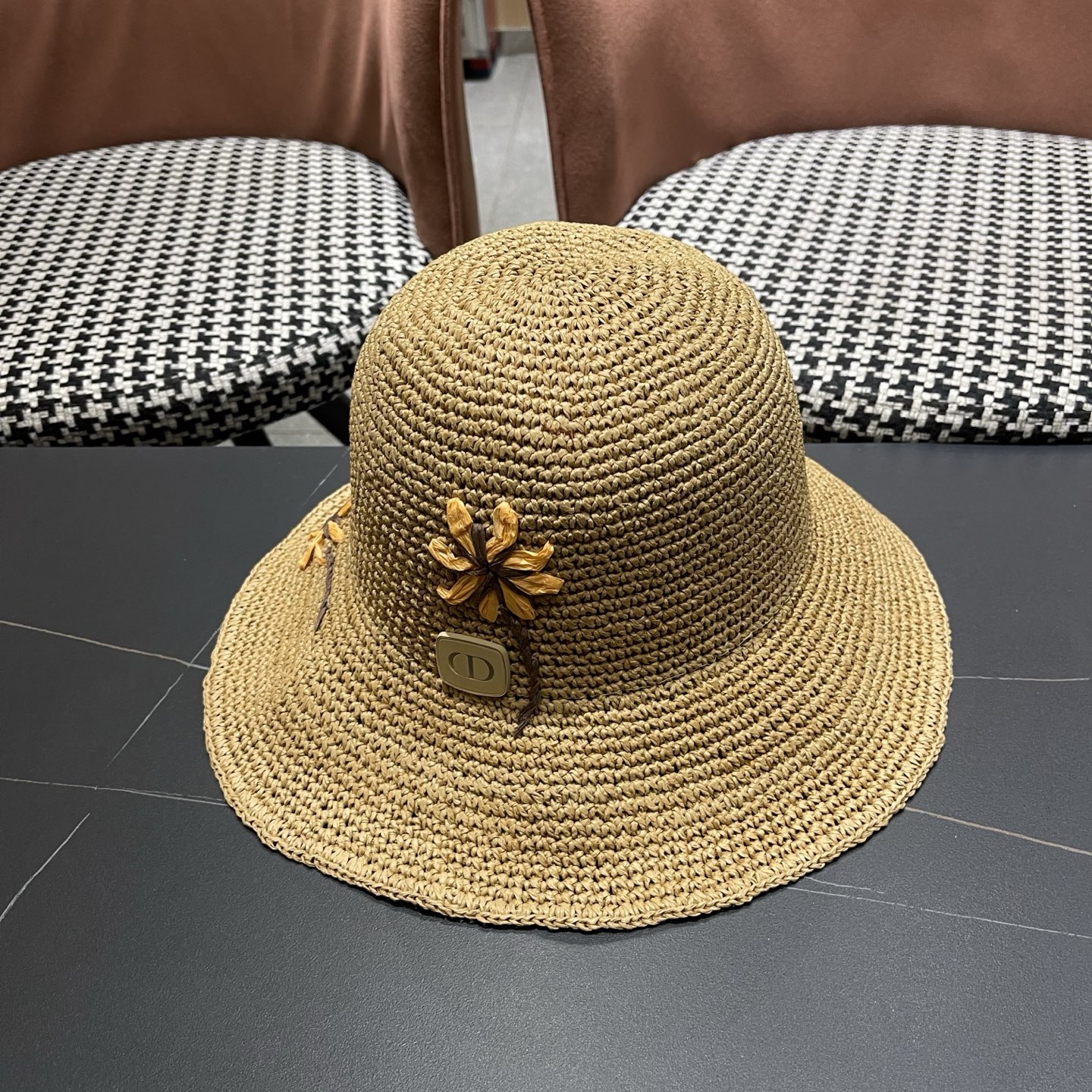 Dior Dior迪奥 雏菊草帽女夏季海边沙滩度假遮阳帽渔夫帽防晒太阳帽显脸小帽子