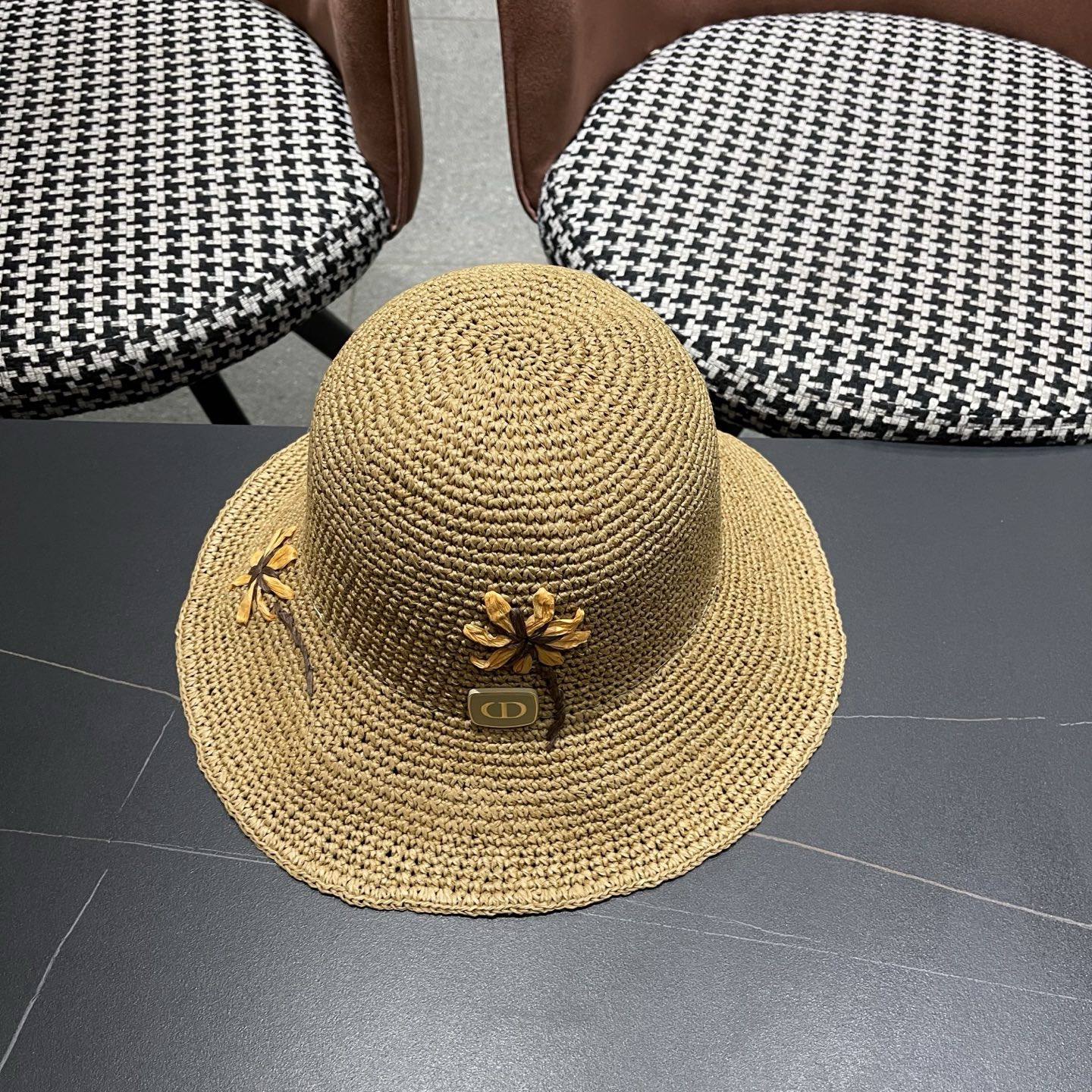Dior Dior迪奥 雏菊草帽女夏季海边沙滩度假遮阳帽渔夫帽防晒太阳帽显脸小帽子