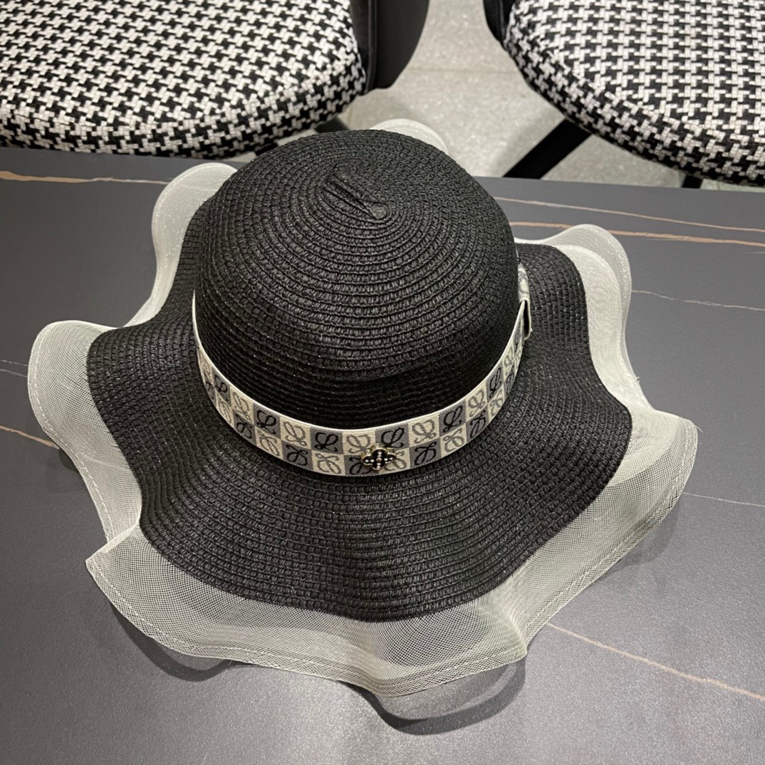 LOEWE罗意威草帽，波浪大草帽，草编织制四色