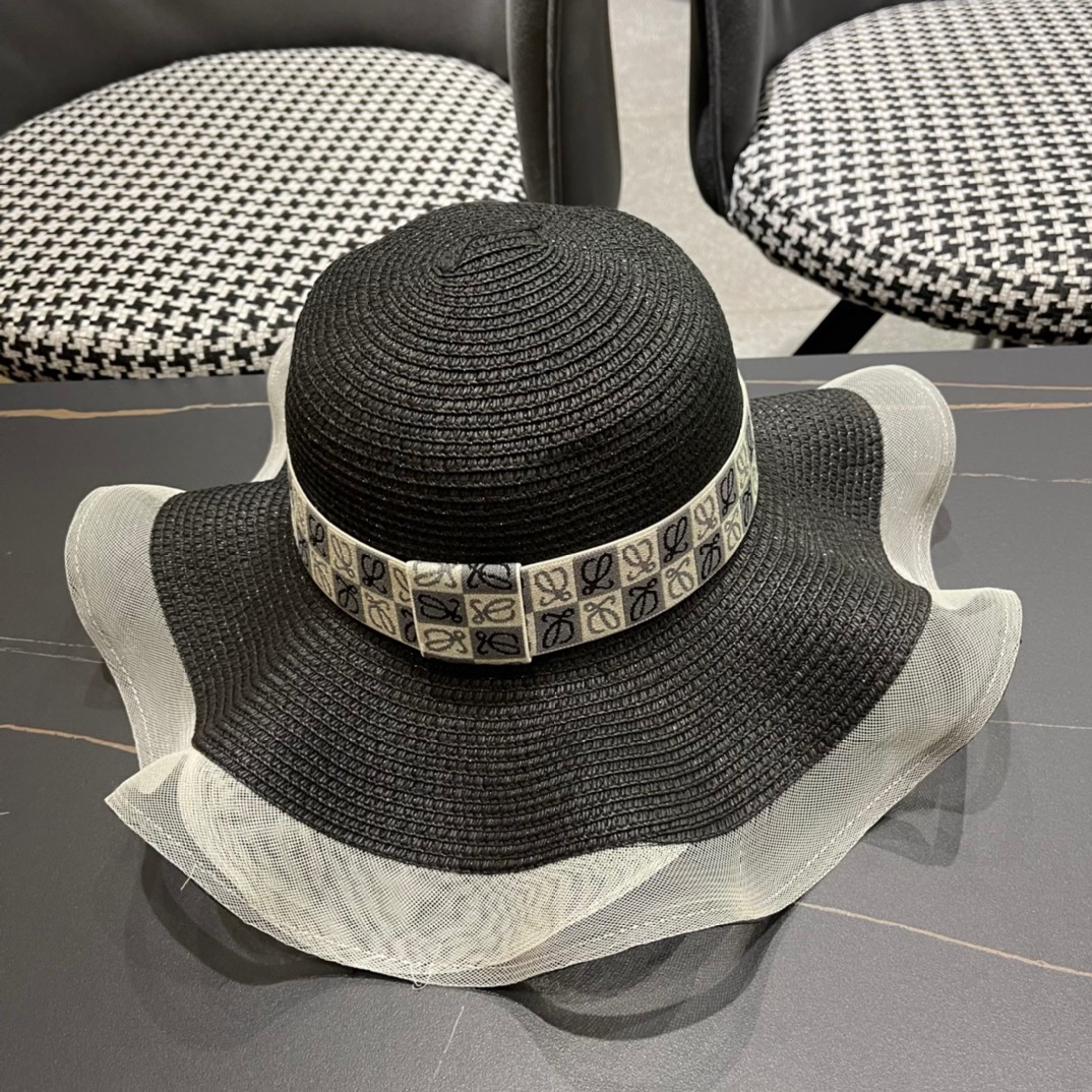 LOEWE罗意威草帽，波浪大草帽，草编织制四色