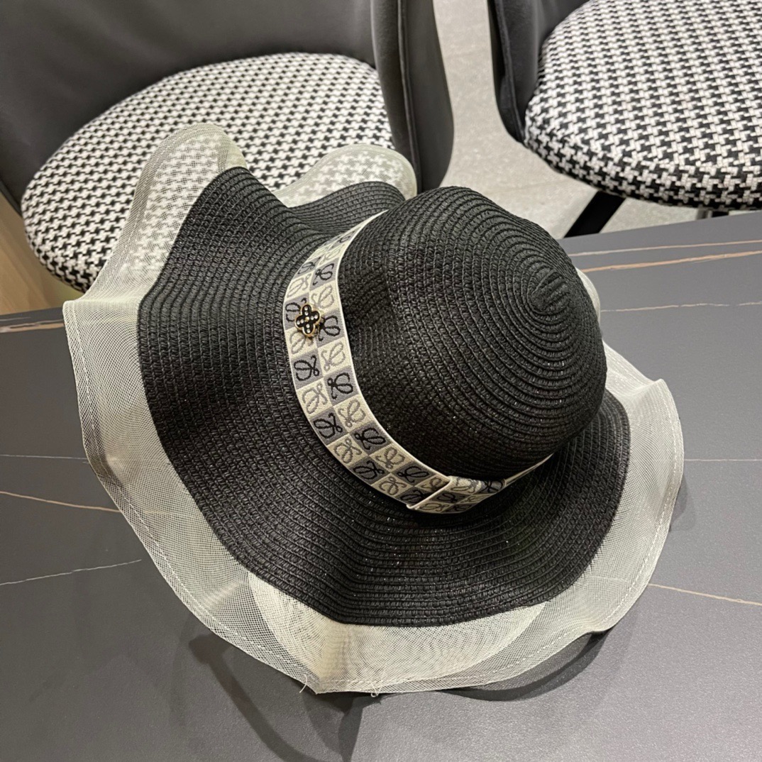 LOEWE罗意威草帽，波浪大草帽，草编织制四色