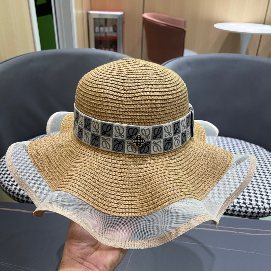 LOEWE罗意威草帽，波浪大草帽，草编织制四色