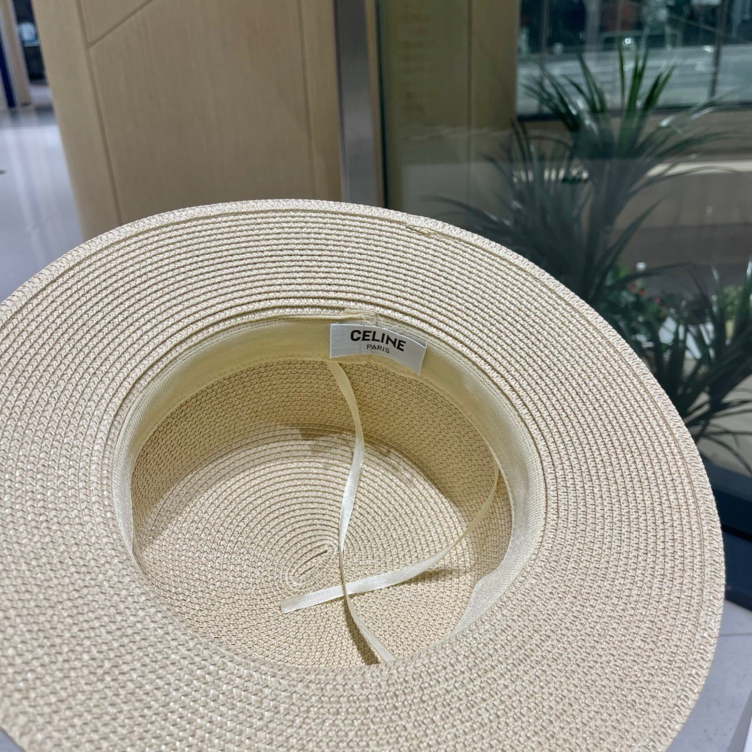 Celine赛琳新款草帽，皮带扣礼帽，头围57cm
