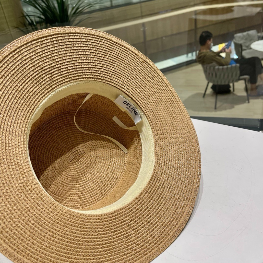 Celine赛琳新款草帽，皮带扣礼帽，头围57cm