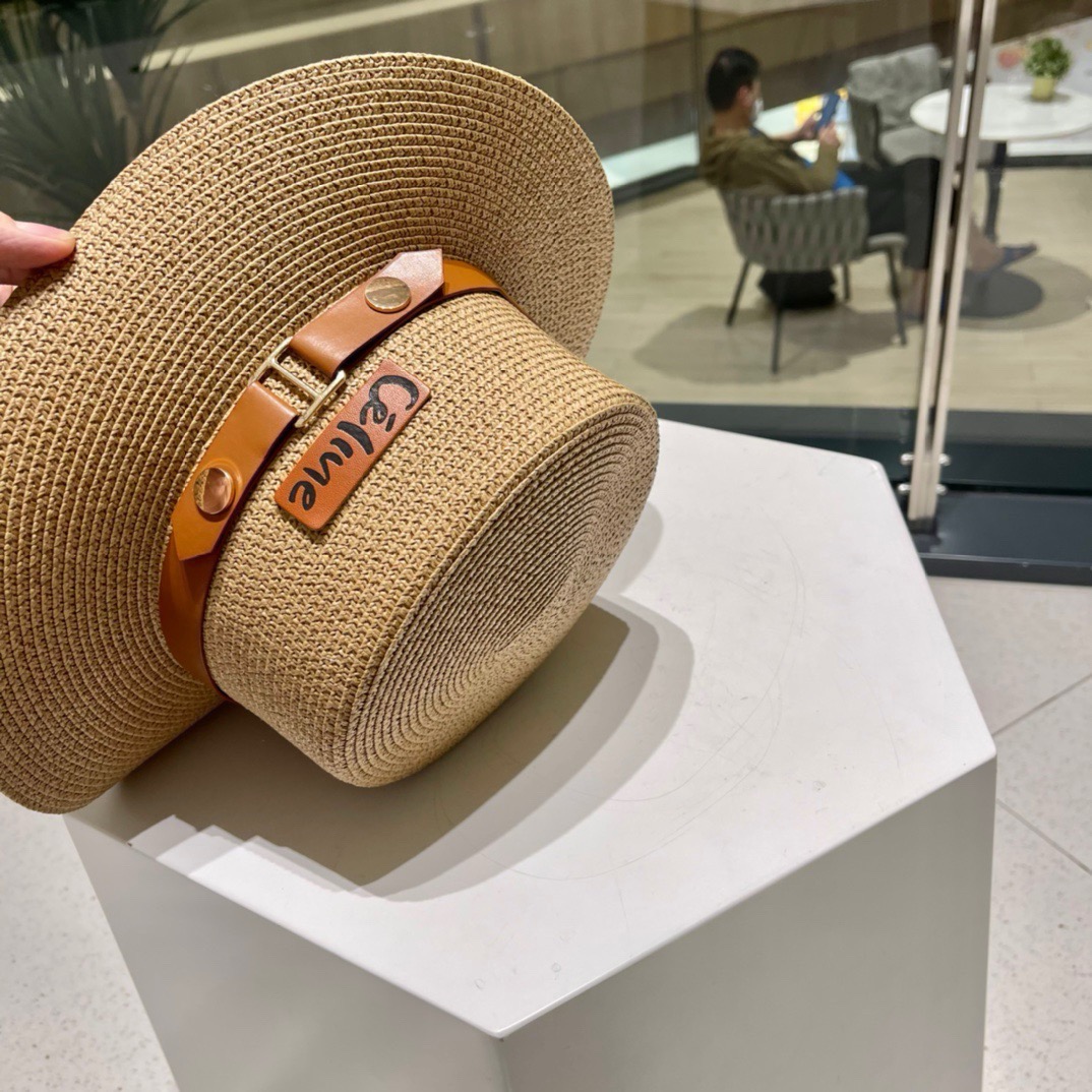 Celine赛琳新款草帽，皮带扣礼帽，头围57cm