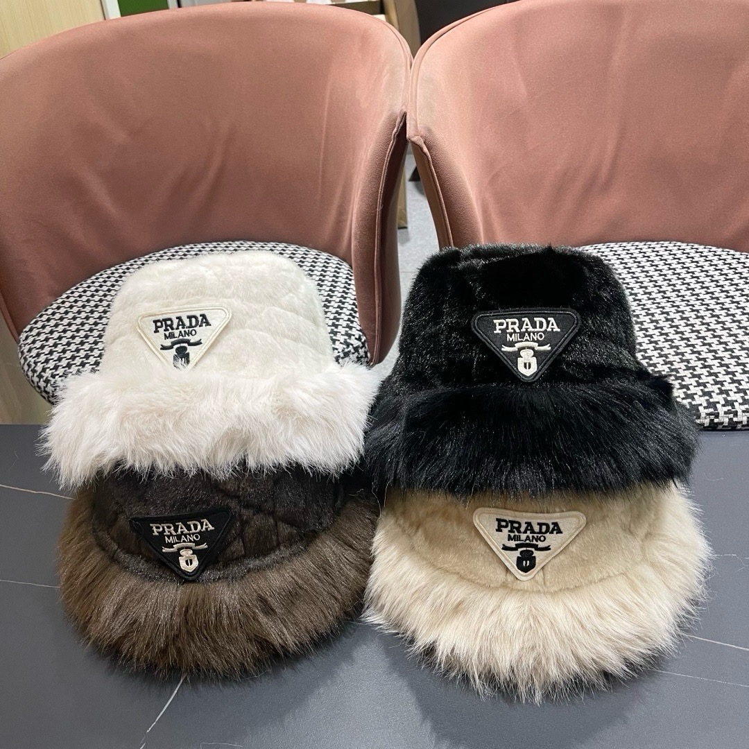 【PRADA普拉达】2025秋冬韩版毛绒渔夫帽🌈 超舒服材质、简约设计经典百搭休闲～