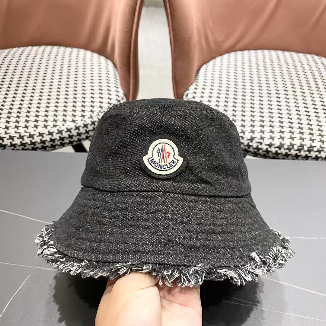MONCLER 蒙口 渔夫帽女2026新款盆帽夏季遮阳防晒韩版百搭遮脸显脸小牛仔帽子女