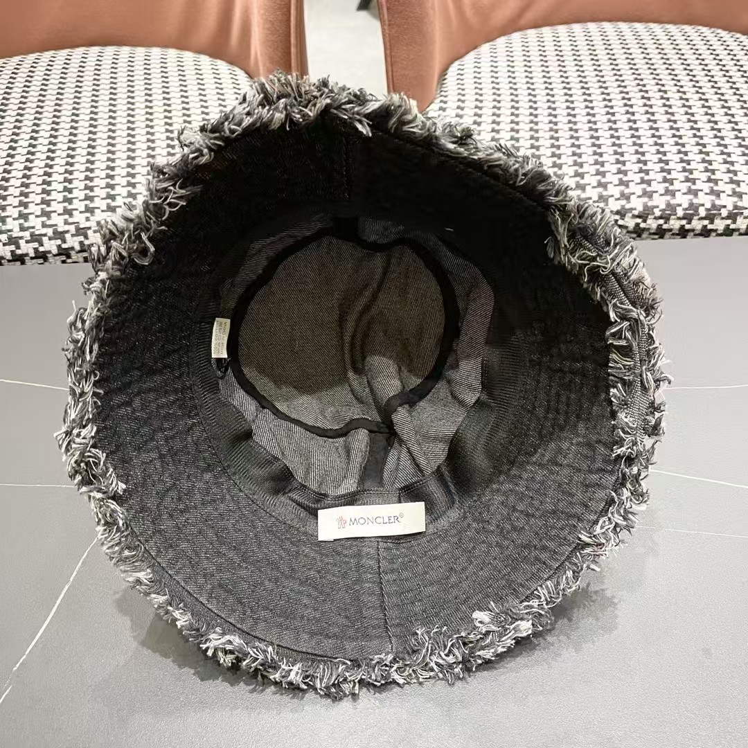 MONCLER 蒙口 渔夫帽女2026新款盆帽夏季遮阳防晒韩版百搭遮脸显脸小牛仔帽子女